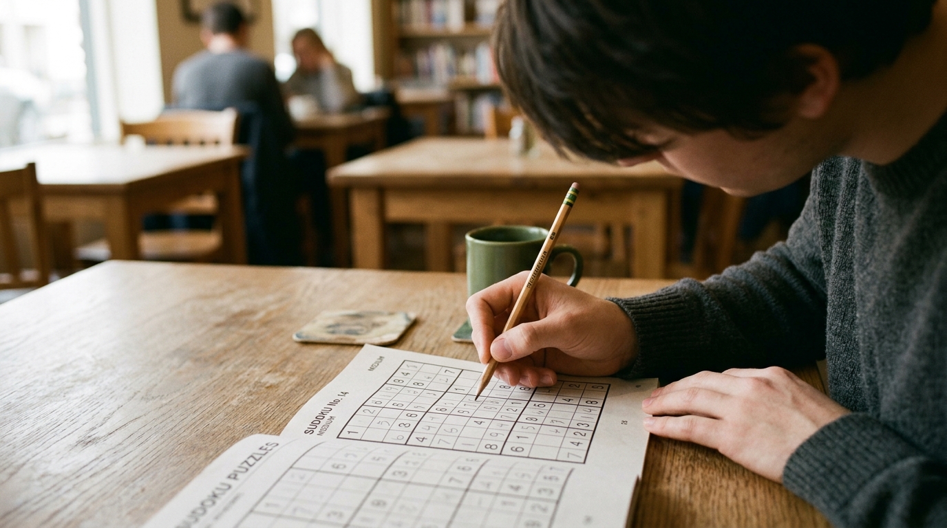 newspaper sudoku habit illustration for NY Times Sudoku